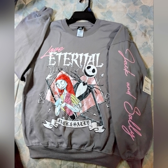 Disney Gray and Pink Jack and Sally Sweater - Picture 1 of 6